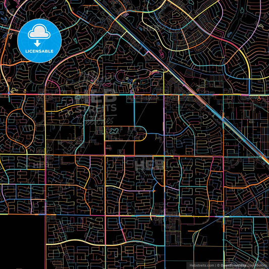 Surprise, Arizona, United States, colorful city map on black background