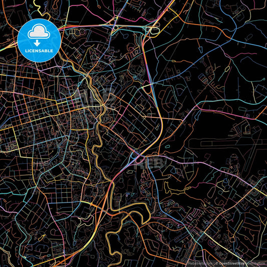 Athens-Clarke County, Georgia, United States, colorful city map on black background