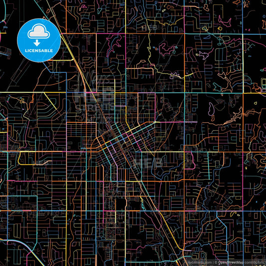 Norman, Oklahoma, United States, colorful city map on black background