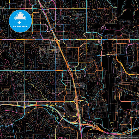 Centennial, Colorado, United States, colorful city map on black background