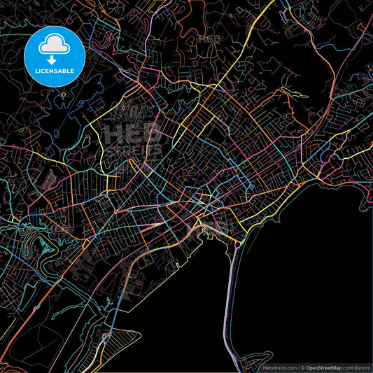 Lynn, Massachusetts, United States, colorful city map on black background