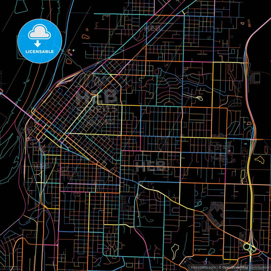 Fort Smith, Arkansas, United States, colorful city map on black background