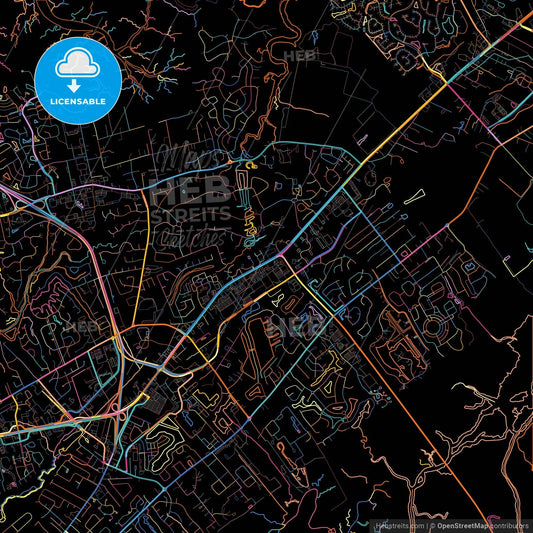Mount Pleasant, South Carolina, United States, colorful city map on black background