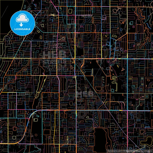Largo, Florida, United States, colorful city map on black background