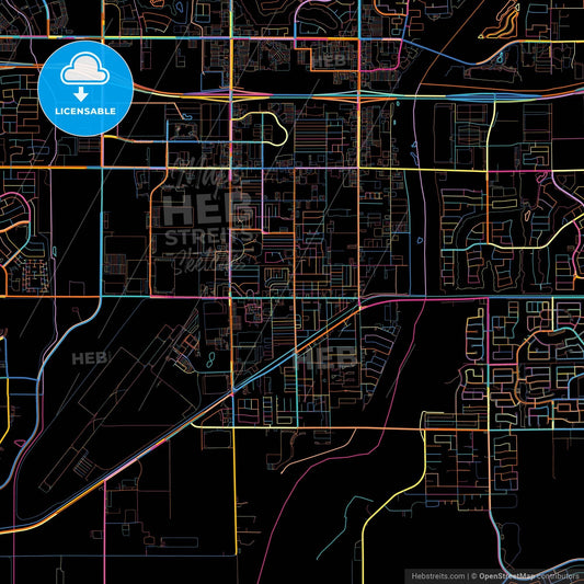 Avondale, Arizona, United States, colorful city map on black background