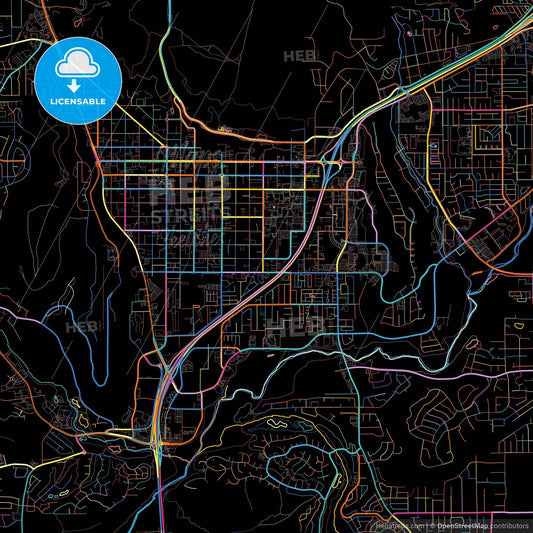 St. George, Utah, United States, colorful city map on black background