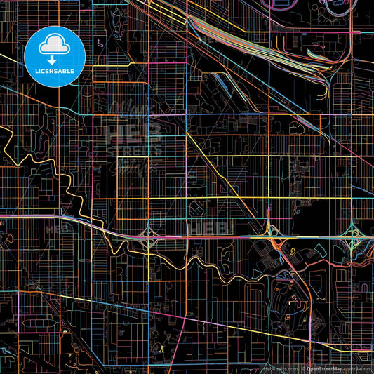 Hammond, Indiana, United States, colorful city map on black background