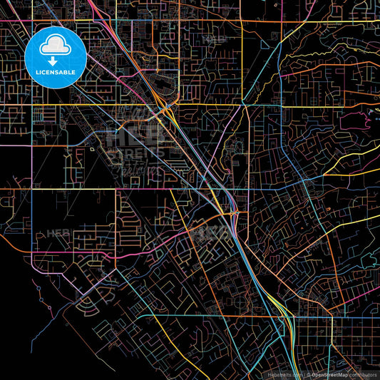 Layton, Utah, United States, colorful city map on black background