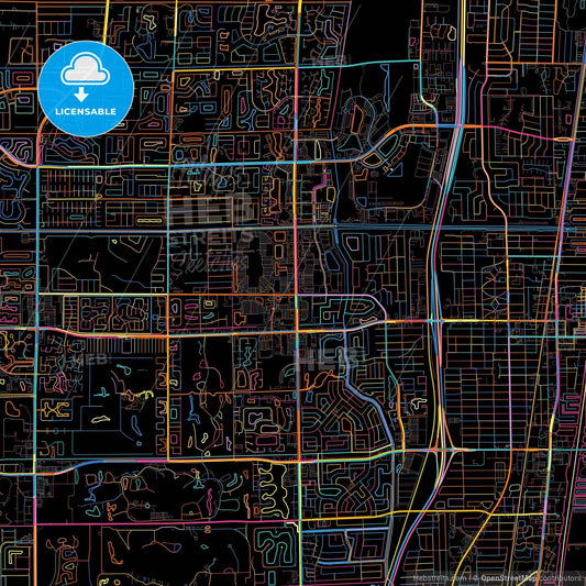 Boynton Beach, Florida, United States, colorful city map on black background
