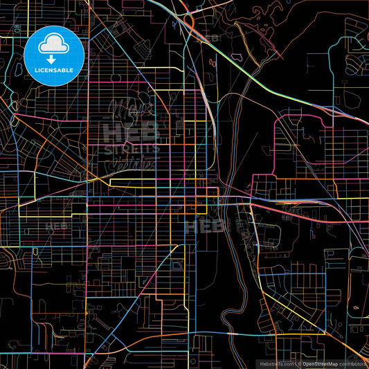 Albany, Georgia, United States, colorful city map on black background