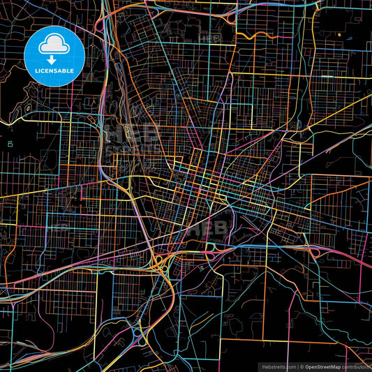 Canton, Ohio, United States, colorful city map on black background