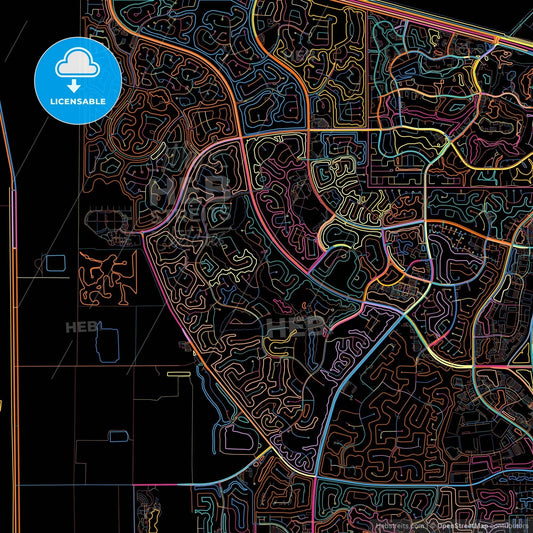 Weston, Florida, United States, colorful city map on black background