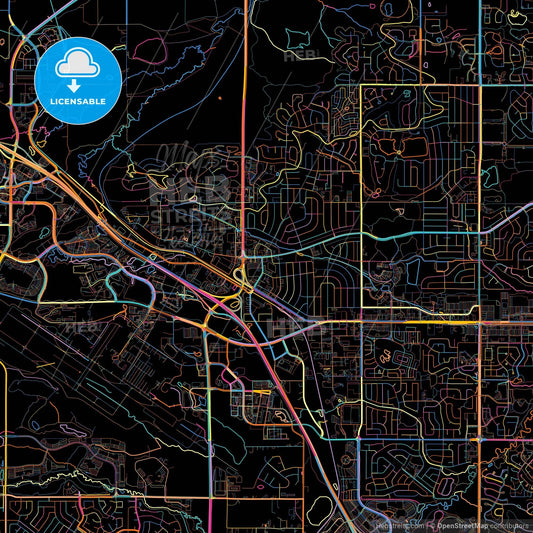 Broomfield, Colorado, United States, colorful city map on black background