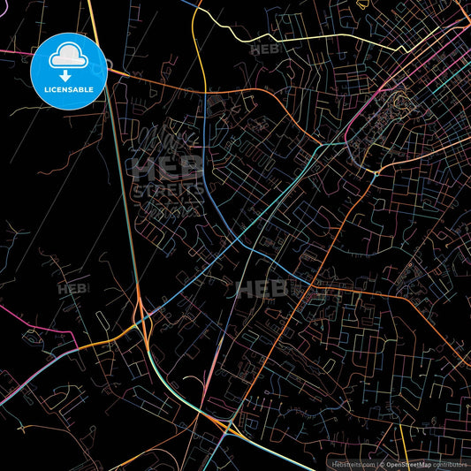 Bowling Green, Kentucky, United States, colorful city map on black background