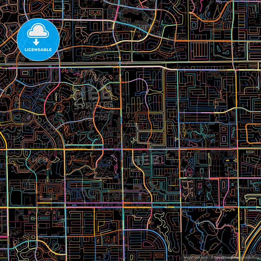Tamarac, Florida, United States, colorful city map on black background