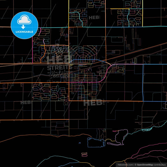 Buckeye, Arizona, United States, colorful city map on black background
