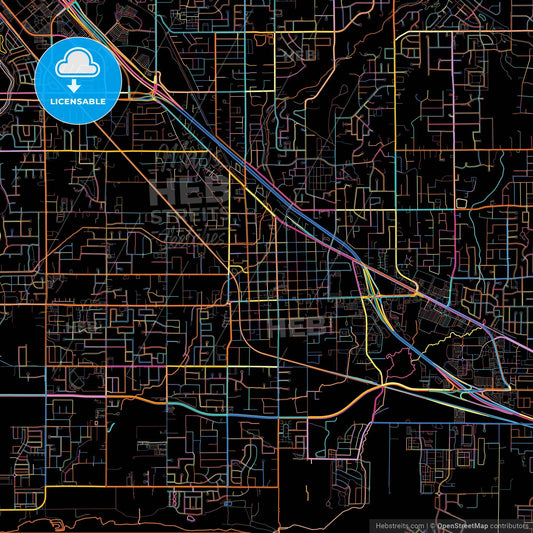 Lehi, Utah, United States, colorful city map on black background