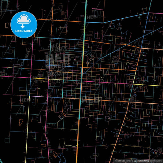 Vineland, New Jersey, United States, colorful city map on black background