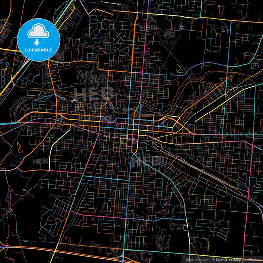 Springfield, Ohio, United States, colorful city map on black background