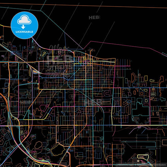 Sanford, Florida, United States, colorful city map on black background