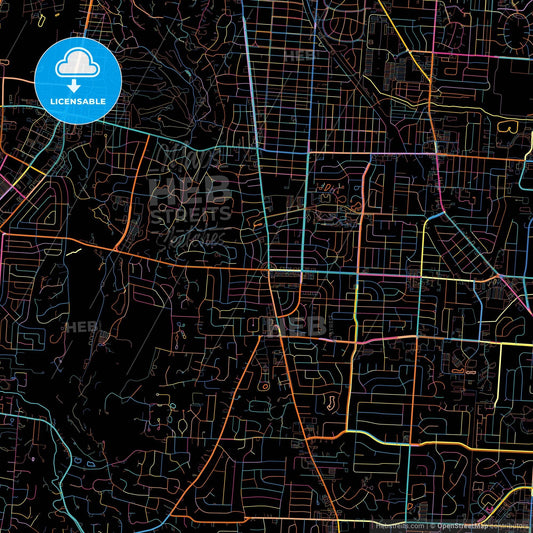 Kettering, Ohio, United States, colorful city map on black background