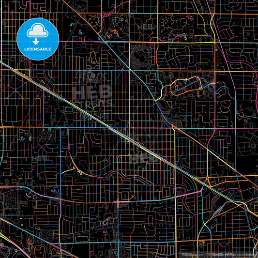 Mount Prospect, Illinois, United States, colorful city map on black background