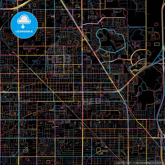 Pinellas Park, Florida, United States, colorful city map on black background