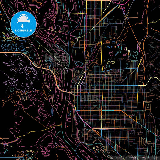 La Crosse, Wisconsin, United States, colorful city map on black background