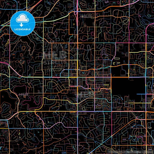 Apple Valley, Minnesota, United States, colorful city map on black background
