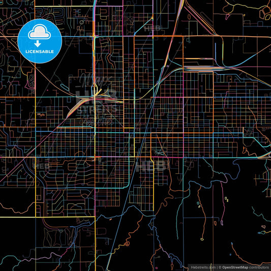 Enid, Oklahoma, United States, colorful city map on black background