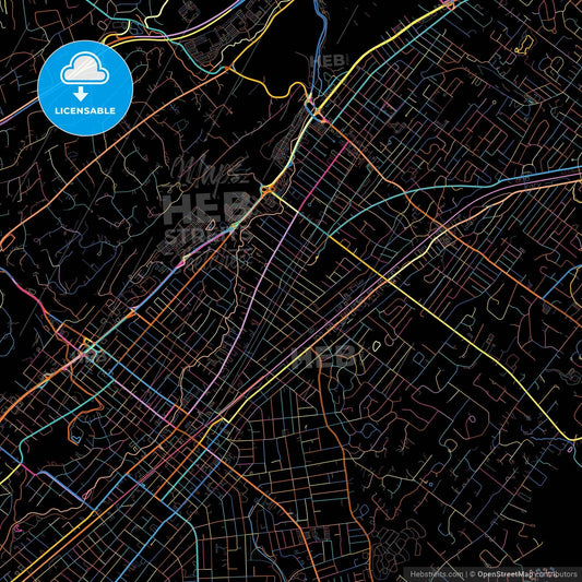 Plainfield, New Jersey, United States, colorful city map on black background