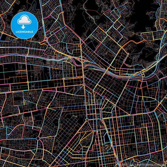 Lima, Peru, colorful city map on black background