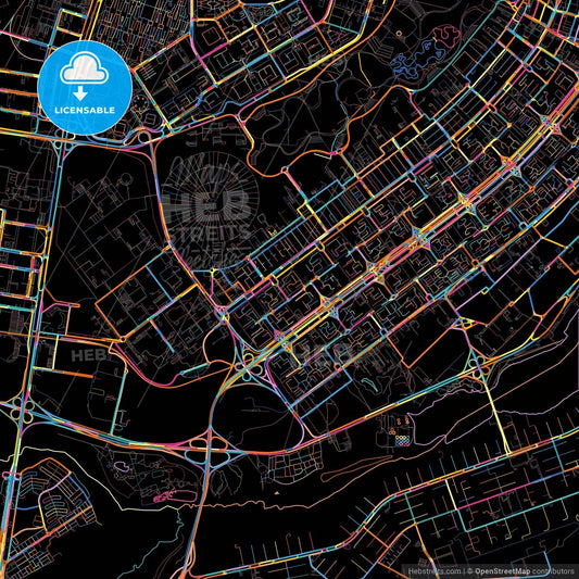 Brasilia, Brazil, colorful city map on black background