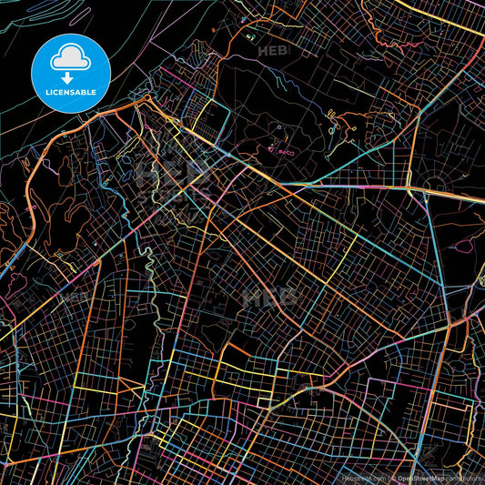 Asuncion, Paraguay, colorful city map on black background