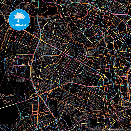 Recife, Brazil, colorful city map on black background