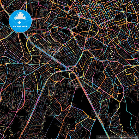 Campinas, Brazil, colorful city map on black background