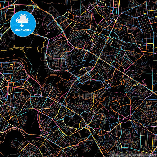 Sao Luis, Brazil, colorful city map on black background