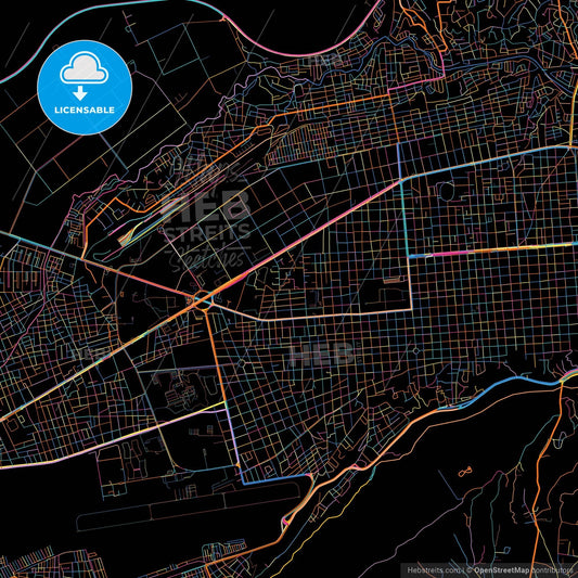 Barquisimeto, Venezuela, colorful city map on black background