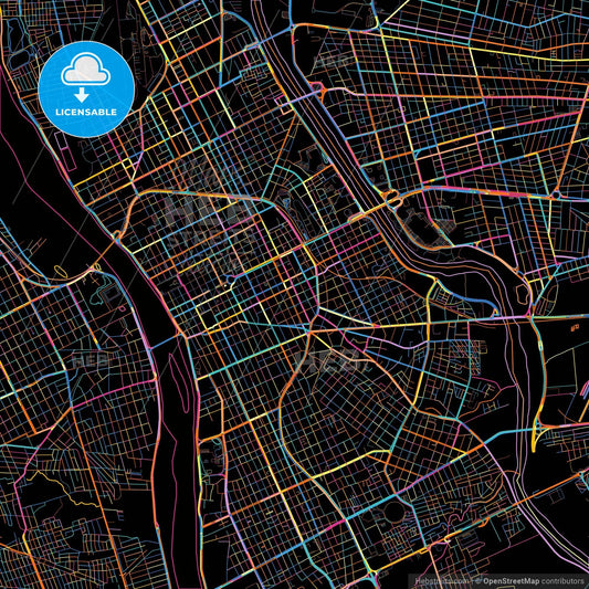 Teresina, Brazil, colorful city map on black background
