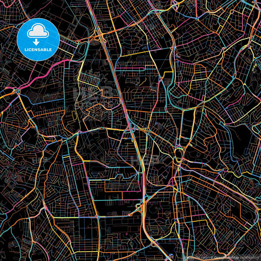 Sao Bernardo do Campo, Brazil, colorful city map on black background