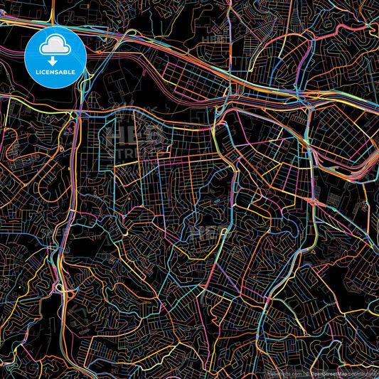 Osasco, Brazil, colorful city map on black background