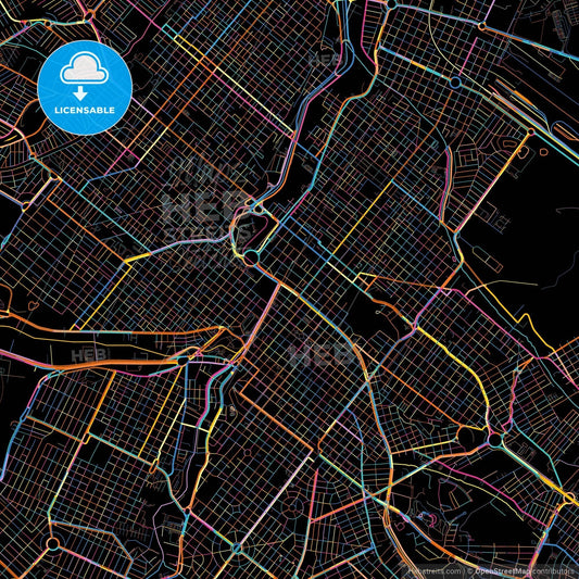 Ribeirao Preto, Brazil, colorful city map on black background