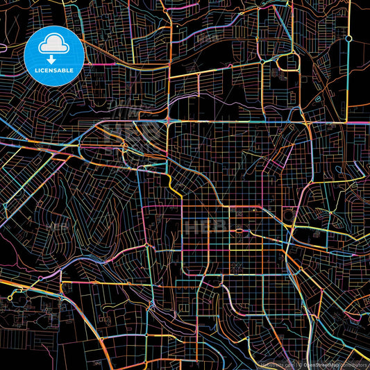 Londrina, Brazil, colorful city map on black background