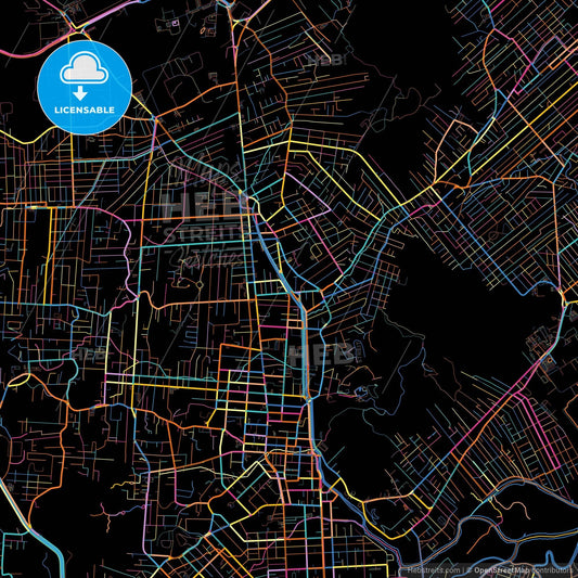 Joinville, Brazil, colorful city map on black background