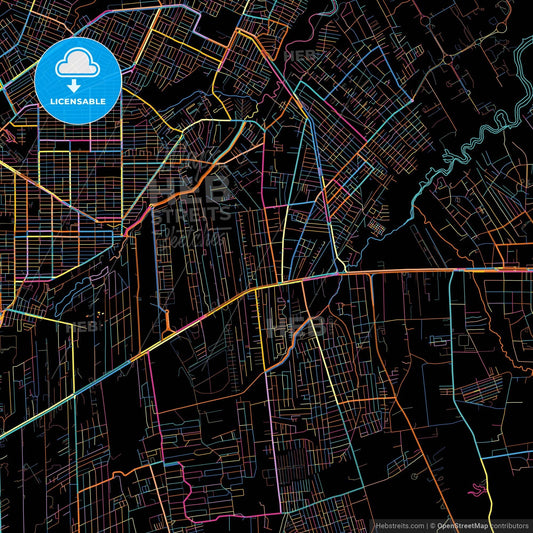 Ananindeua, Brazil, colorful city map on black background