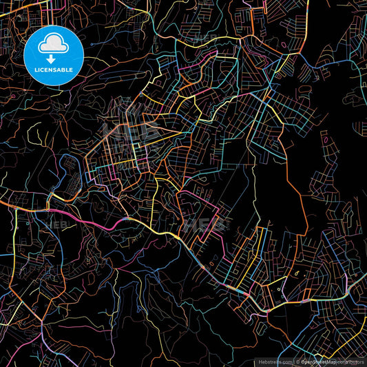 Viamao, Brazil, colorful city map on black background