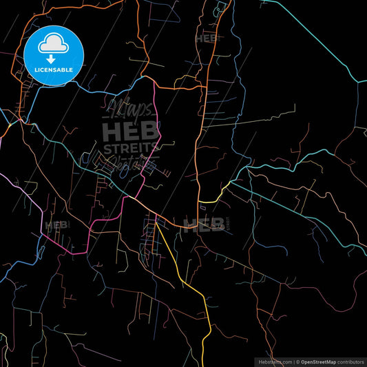 Novo Hamburgo, Brazil, colorful city map on black background