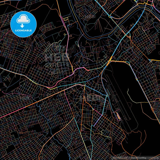 Varzea Grande, Brazil, colorful city map on black background