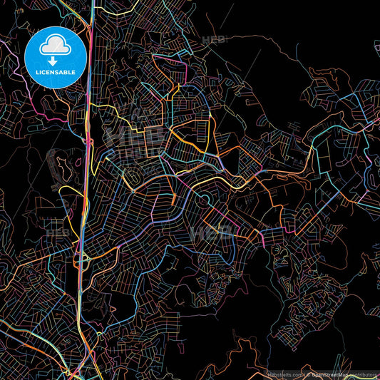 Santa Luzia, Brazil, colorful city map on black background