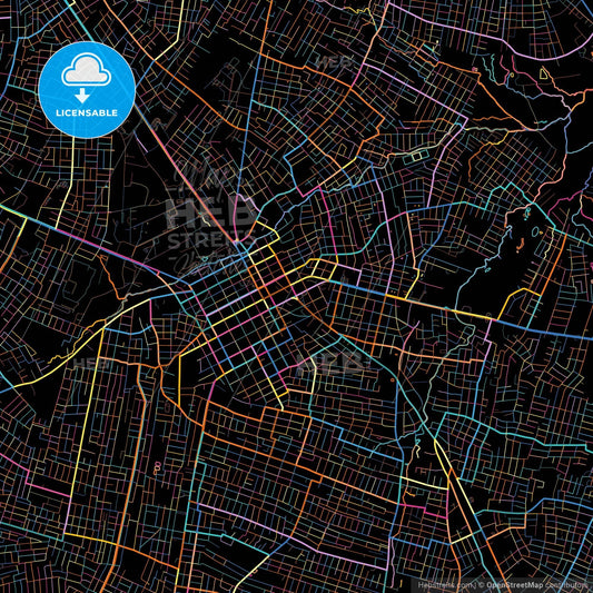 San Lorenzo, Paraguay, colorful city map on black background